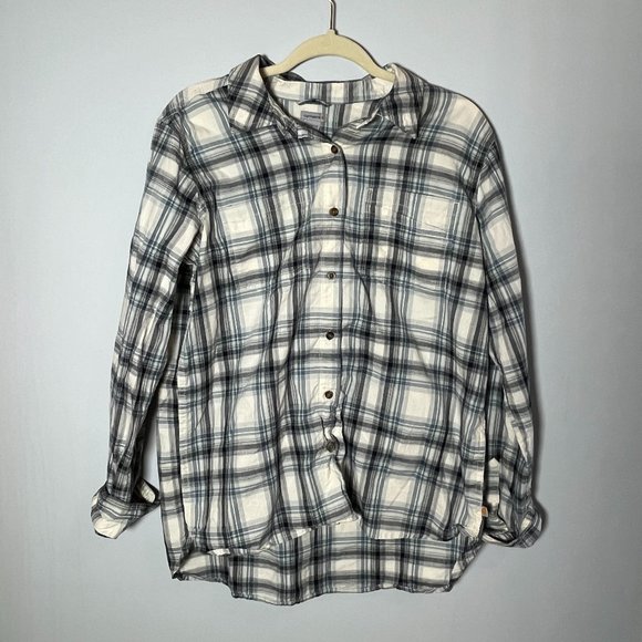 Carhartt Shirt Size L Plaid Button Down 100% Cotton Flannel Outdoors Blue White - Picture 1 of 11